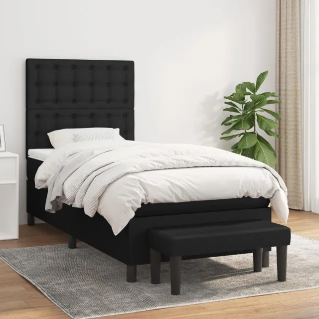 vidaXL Boxspring met matras stof zwart 90x190 cm