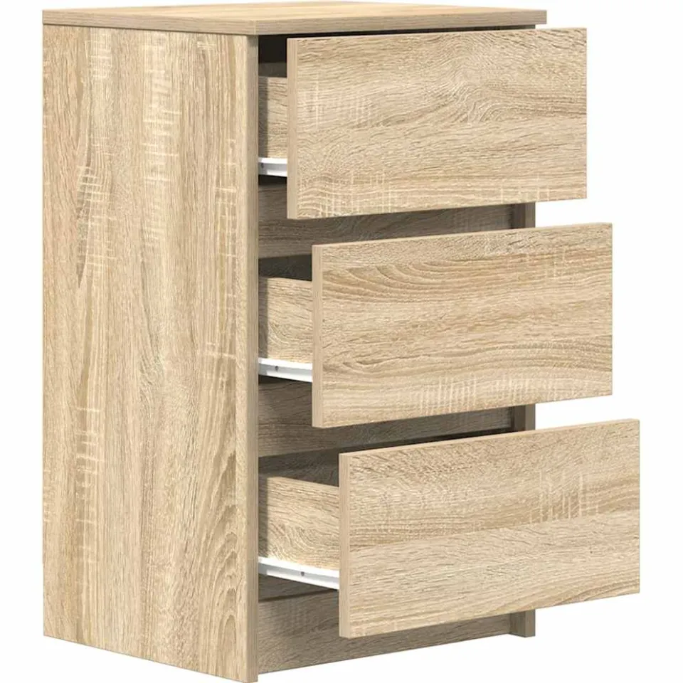 vidaXL Nachtkastje met 3 lades 39x35x65 cm sonoma eikenkleurig, foto 4