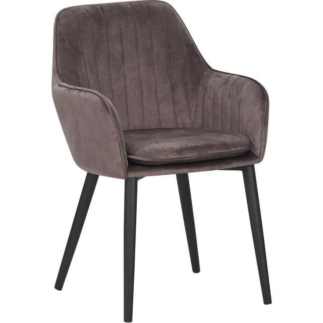 Colenis Melly Eetkamerstoel - Set Van 6 - Bruin - Fluweel - Velvet - Met armleuning