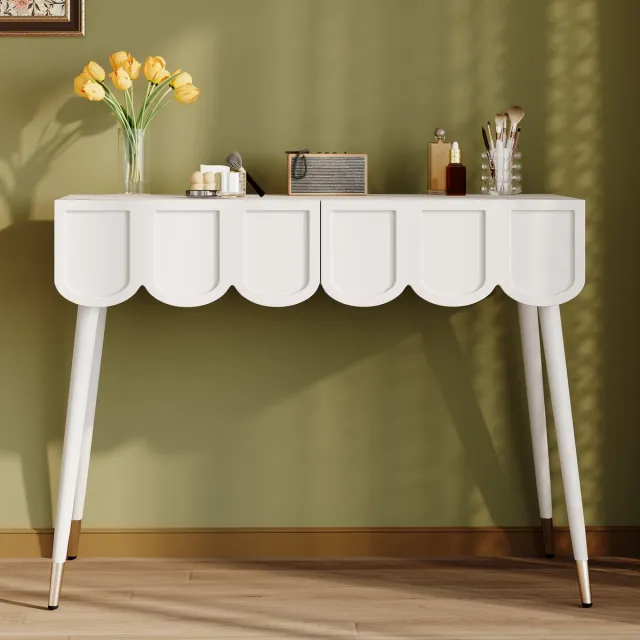 Wishdor Kaptafel En Bureau - 2 Laden - Modern - MDF En Spaanplaat - Wit - 100 X 40 X 76 Cm