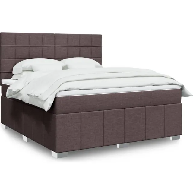 vidaXL Boxspring met matras stof donkerbruin 180x200 cm bruin