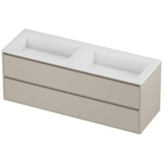 Proline Aristo Badmeubelset Polystone Elegant 140x46x54 cm Glans Wit Soft Linen Beige