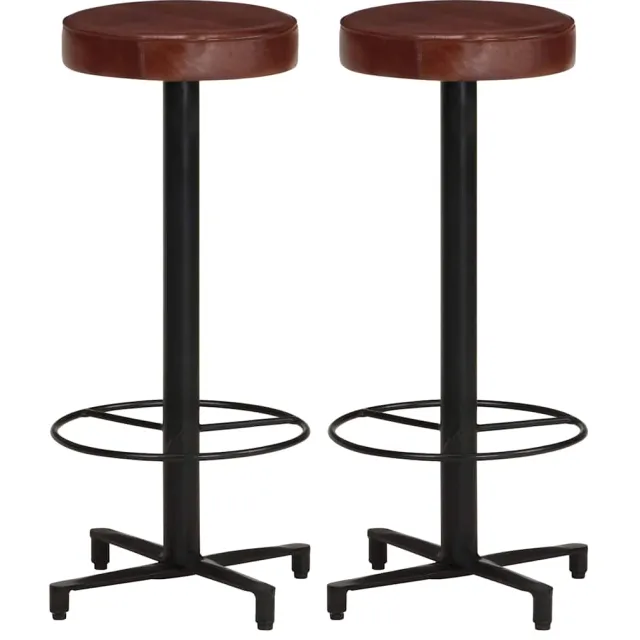 vidaXL Barkrukken 2 st 76 cm echt leer Bruin