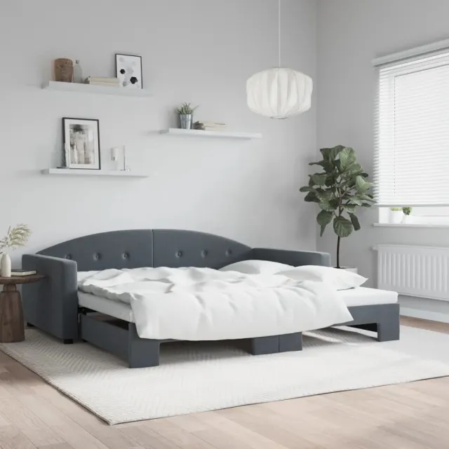 vidaXL Slaapbank met onderschuifbed 100x200 cm fluweel donkergrijs grijs