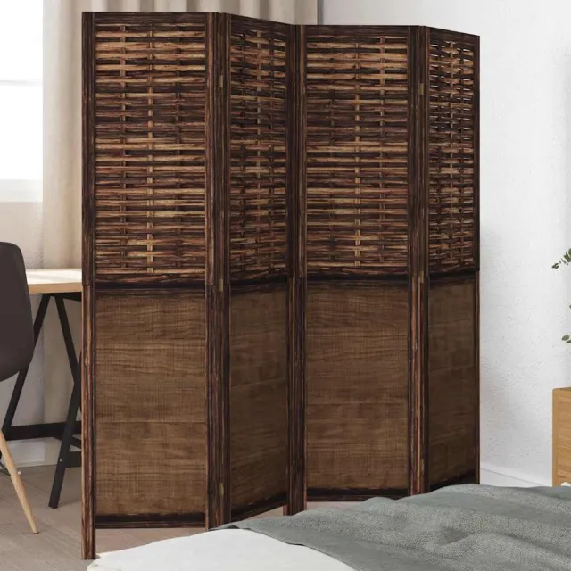 vidaXL Kamerscherm met 4 panelen massief paulowniahout donkerbruin bruin, foto 2