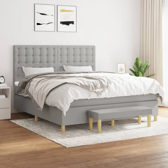 vidaXL Boxspring met matras stof lichtgrijs 180x200 cm grijs