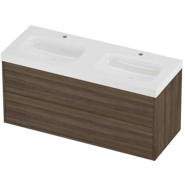 Proline Haga Badmeubelset Polystone Mezza 120x46x58 cm Glans Wit Vital Oak Eiken