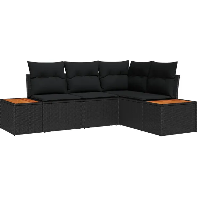 vidaXL Tuinbankenset 5 st Zwart Poly riet