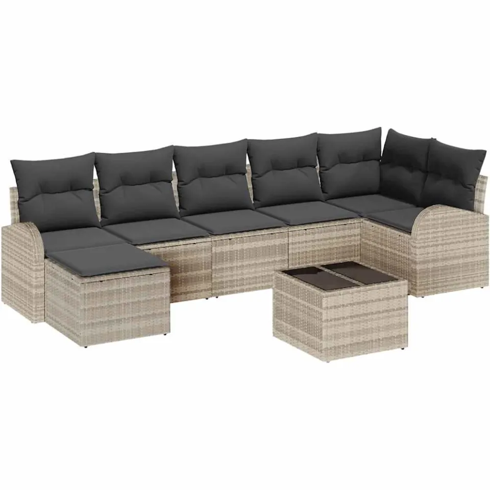 vidaXL Tuin Sofa Set 8 st Lichtgrijs [Synthetisch]: Poly Rattan