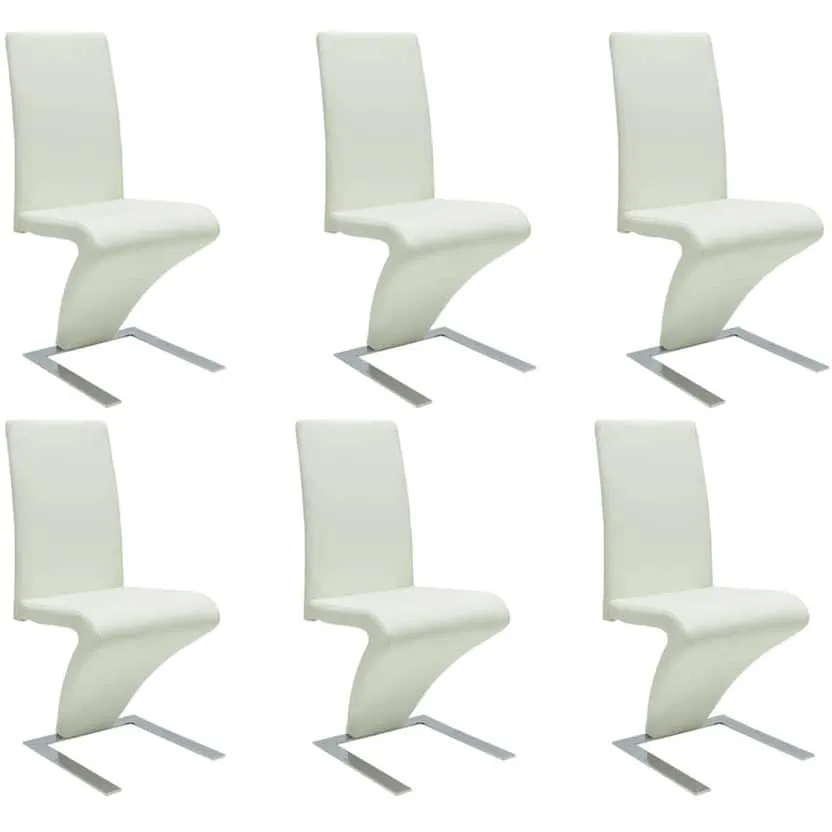 vidaXL Eetkamerstoelen 6 st kunstleer wit, foto 3