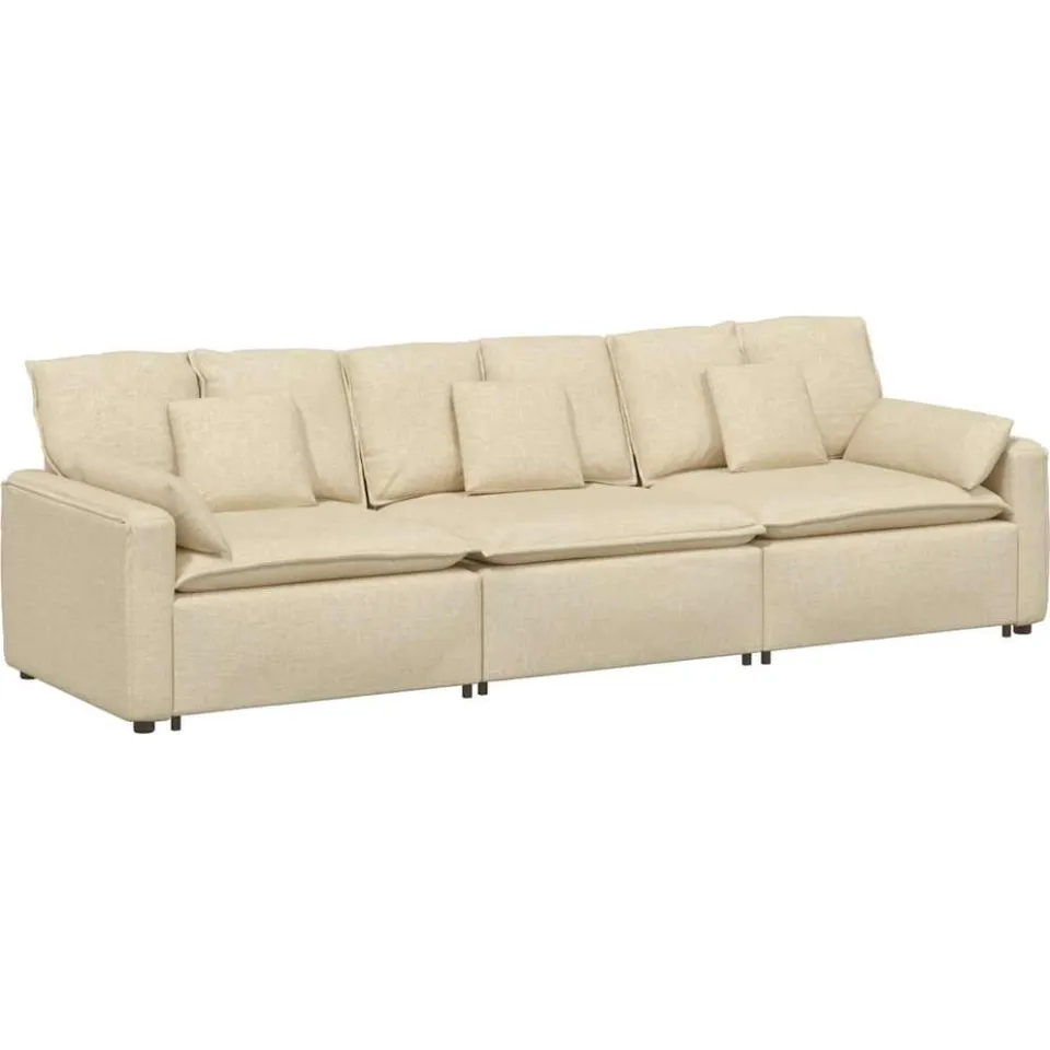 vidaXL Modulaire bank met kussens crèmekleurig, foto 3