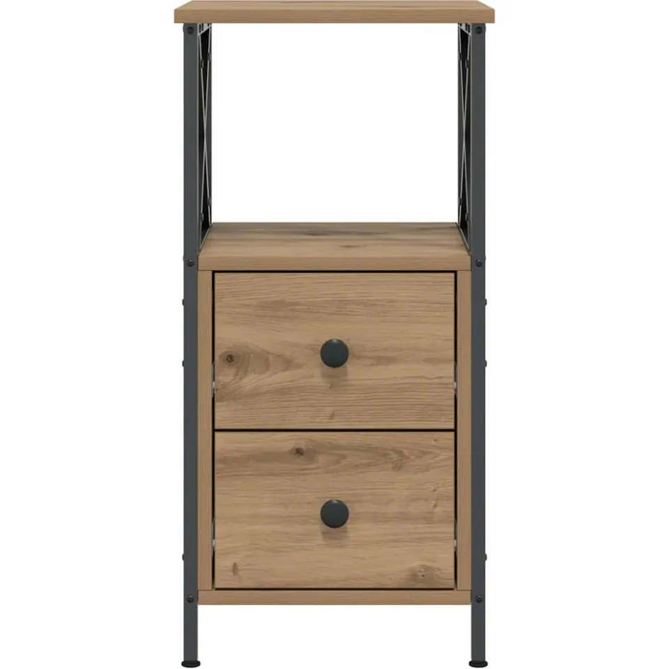 vidaXL Nachtkastje 34x35,5x70 cm bewerkt hout artisanaal eikenkleurig, foto 4