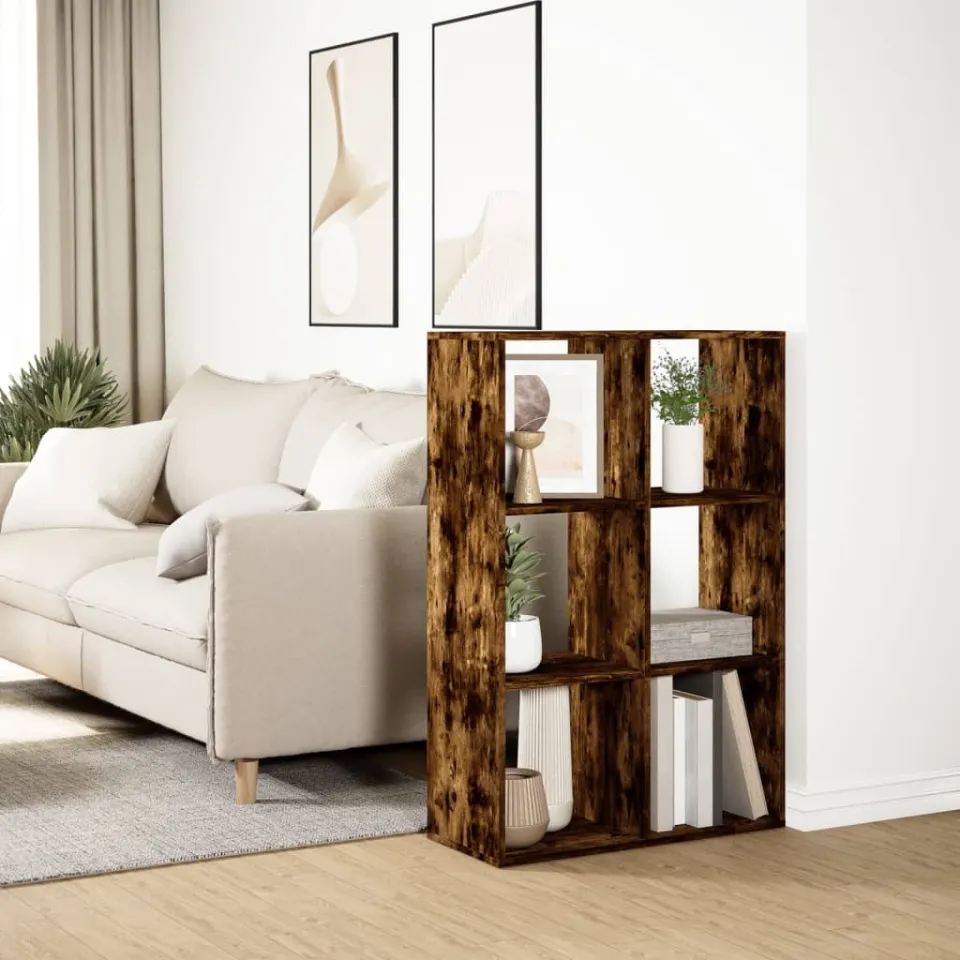vidaXL Kamerscherm / boekenkast 69,5x29x103,5 cm hout gerookt eiken, foto 3