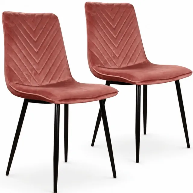 DS4U Gaby eetkamerstoel - Set van 2 - Roze - Velvet