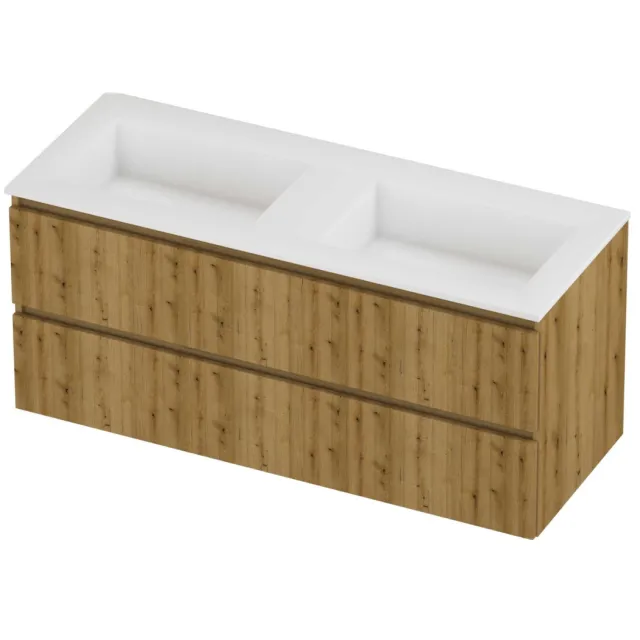 Proline Aristo Badmeubelset Polystone Elegant 120x46x54 cm Mat White Urban Oak Eiken
