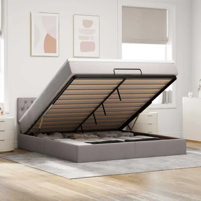 vidaXL Ottoman bed met matras 160x200cm stof taupe