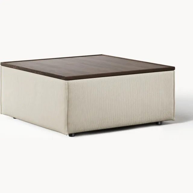 Westwing Collection Corduroy poef Lennon met opbergruimte Beige