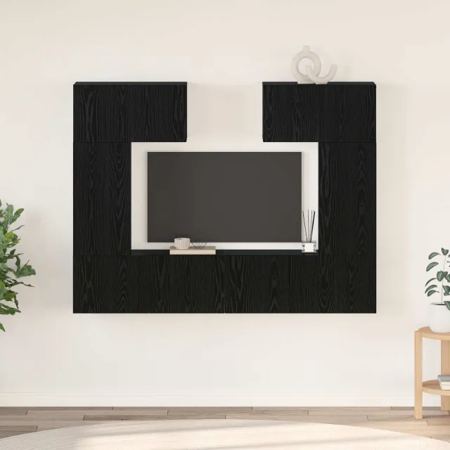 vidaXL Tv-meubelset 6 st 80 x 30 x 30 cm Zwart Eiken, foto 2