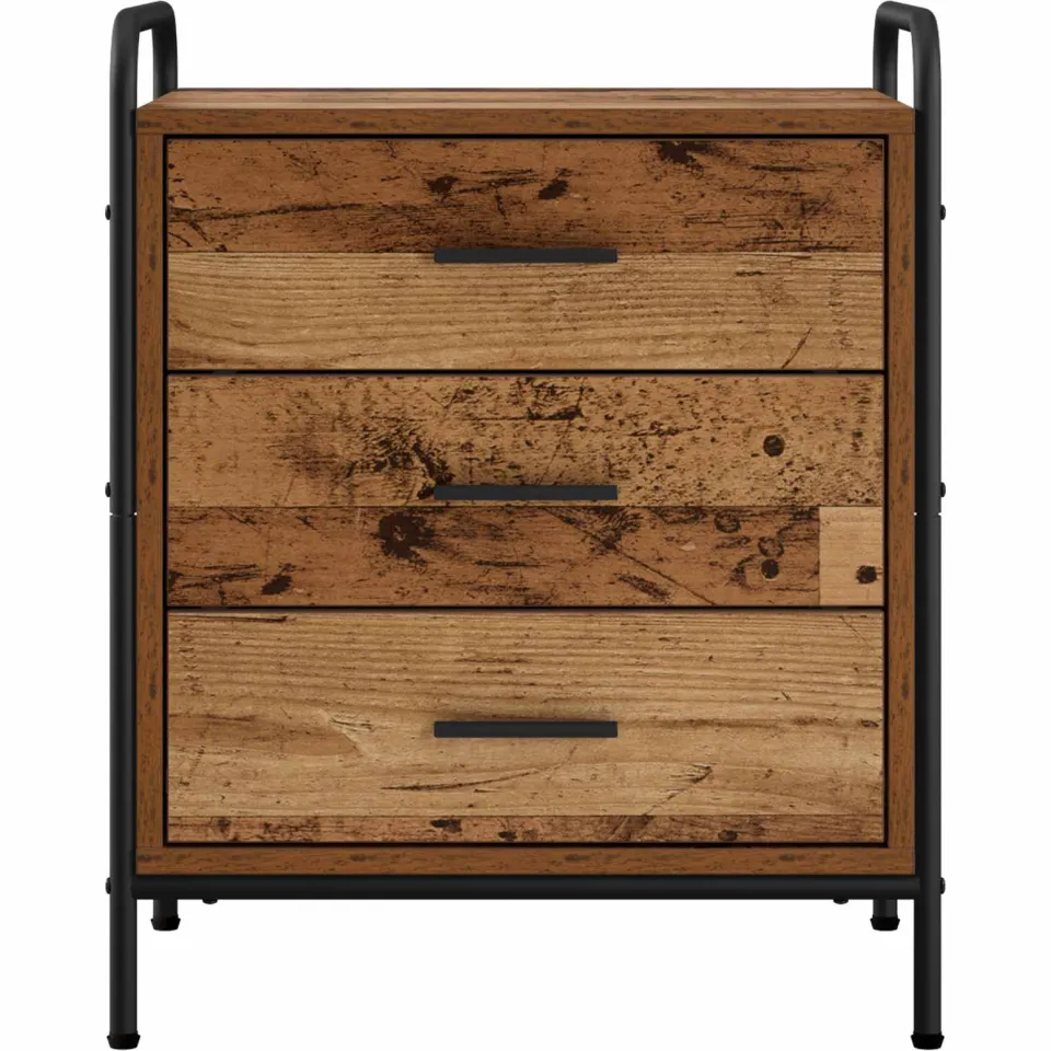 vidaXL Nachtkastje Oud hout 48 x 36,5 x 60 cm Bewerkt hout bruin, foto 4