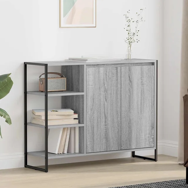 vidaXL Bijzetkast Grijs Sonoma 96.5 x 30 x 75 cm Bewerkt hout, foto 2