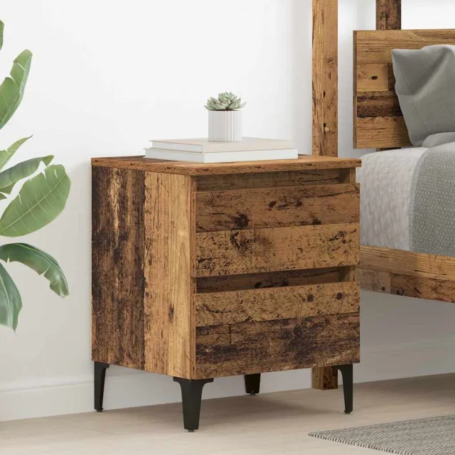 vidaXL Nachtkastje 2 st Oudhout 40 x 35 x 50 cm Bewerkt hout bruin, foto 4