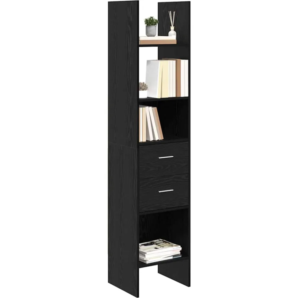 vidaXL Boekenkast 2-laags 40 x 35 x 180 cm Bewerkt hout Zwart eiken