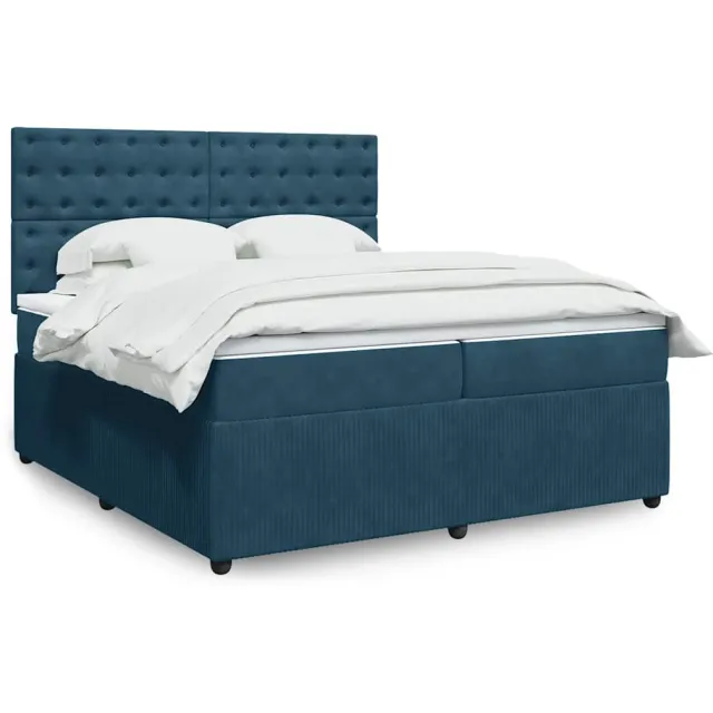 vidaXL Boxspring met matras fluweel blauw 200x200 cm