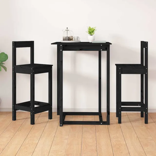 vidaXL Barstoelen 2 st 40x41,5x112 cm massief grenenhout zwart, foto 2