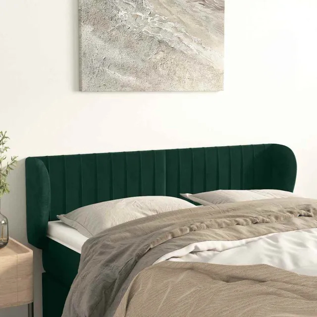 vidaXL Hoofdbord met randen 147x23x78/88 cm fluweel donkergroen groen