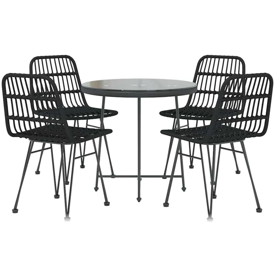 vidaXL 5-delige Tuinset poly rattan zwart