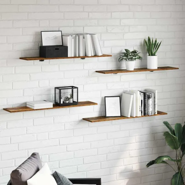 vidaXL Boekenplank Bord 3-laags 4 st 100 x 20 x 1,5 cm Bewerkt hout bruin, foto 2