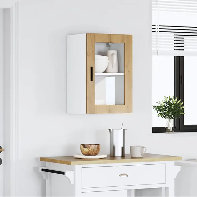 vidaXL Keukenbovenkast met glazen deur Porto artisanaal eikenkleur Bruin
