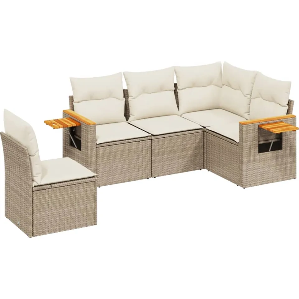 vidaXL Patio Sofa Set 5-zits Beige and Cream