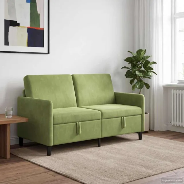 vidaXL Bank met opslag 2-zits Lichtgroen 152 x 78 x 87 cm Polyester