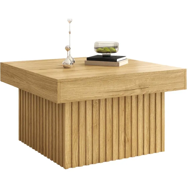 Merax Vierkante Salontafel Houtlook – Moderne Houten Bijzettafel – 79 x 79 x 46 cm Bruin