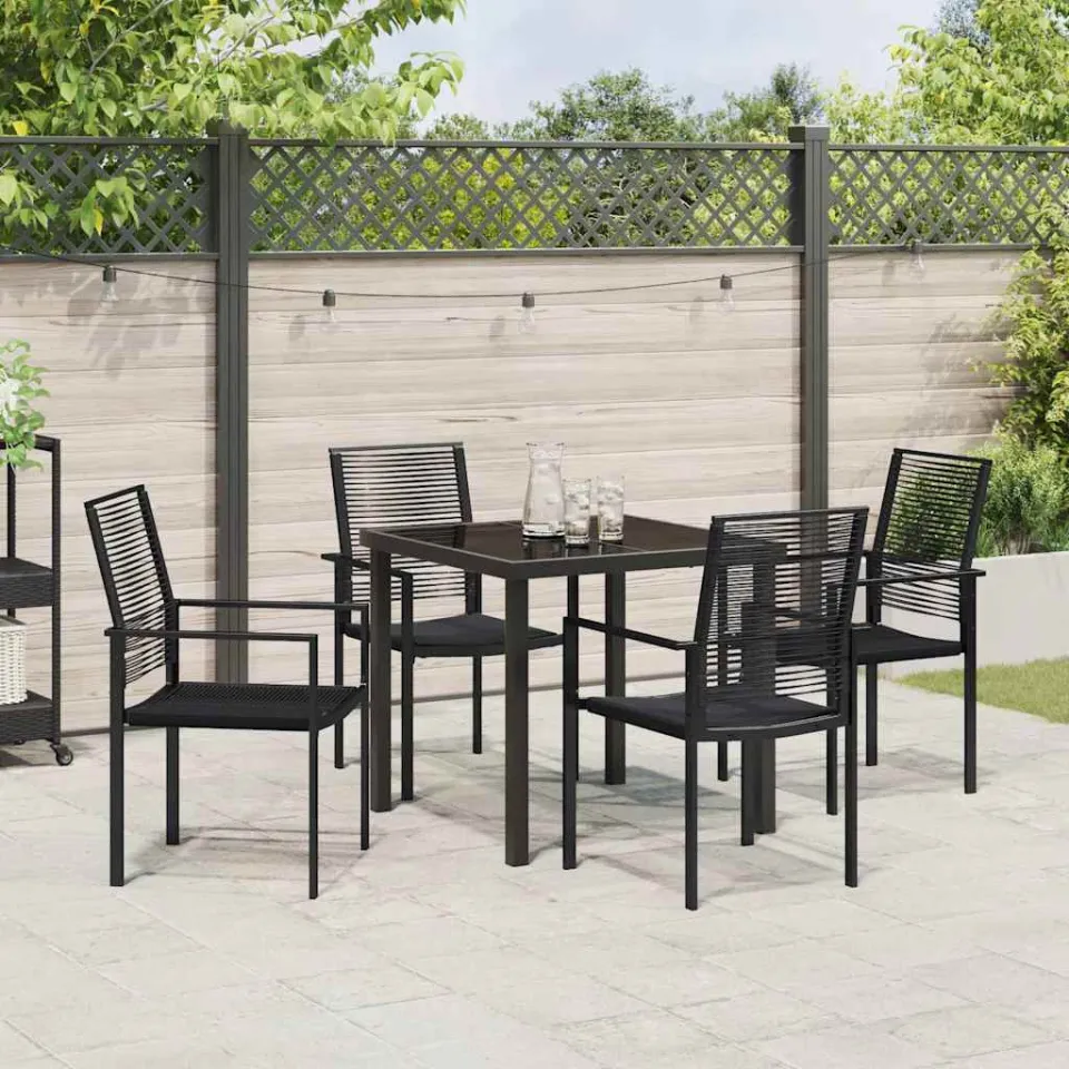 vidaXL Tuin eettafelset 5 st Zwart Gepoedercoat staal, foto 3
