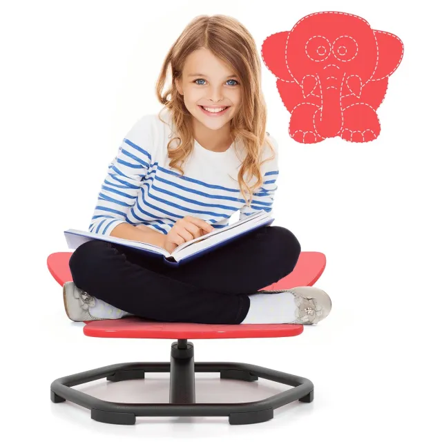 Costway Sensorische draaistoel voor kinderen, 360° kinderdraaistoel, carrousel, autisme, kinderstoel met antislip metalen basis, carrouselstoel voor binnen voor peuters vanaf 3 jaar, rood, olifant