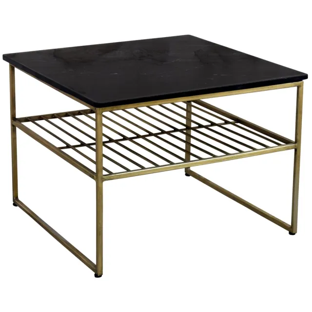 Livingfurn Salontafel Dian Zwart Goud - 55x55x44 - Marmer