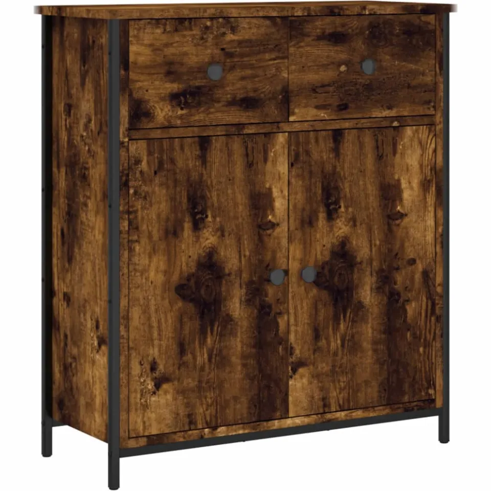 vidaXL Dressoir 70x30x80 cm bewerkt hout gerookt eikenkleurig, foto 3