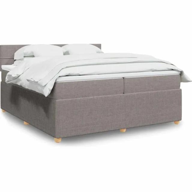 vidaXL Boxspring met matras stof taupe 200x200 cm