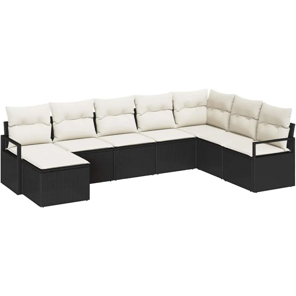 vidaXL Bankstel 8 st Zwart poly rattan