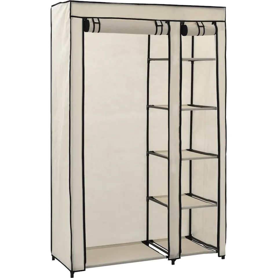 vidaXL Kledingkast opvouwbaar 110x45x175 cm stof crème, foto 3