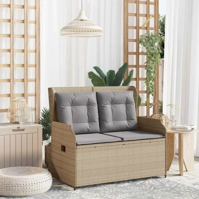 vidaXL Tuinbank Beige poly rattan, foto 2