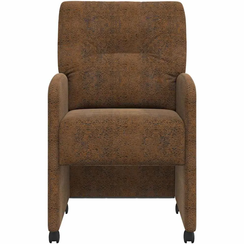 vidaXL Eetkamerstoelen met Wieltjes 2 st Faux suede leer Bruin