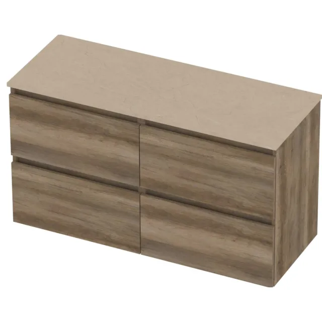 Basic-Line Deck 46 Badmeubelset Greeploos 120x46x66 cm D46sscso2x60 Scotch Oak Sand Stone Beige