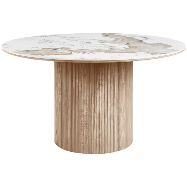 Artichok Ronda houten eettafel met keramiek blad bruin - Ø140 x 75 cm
