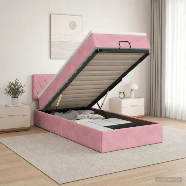 vidaXL Ottoman bed met matras met hoofdeinde Roze 90 x 190 cm Fluweel