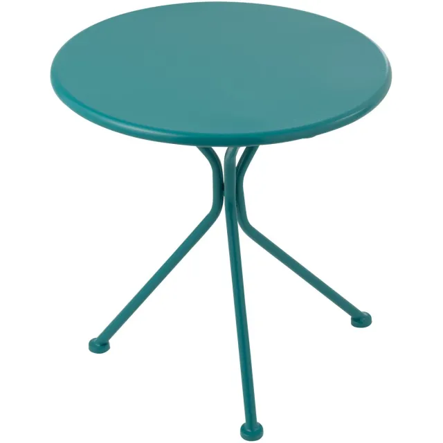 J-Line tafel Tripod Rond - metaal - turkoois - small Blauw