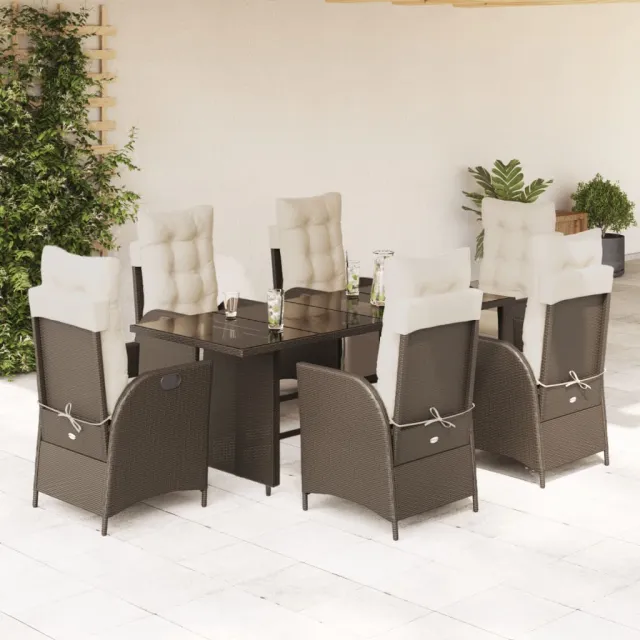vidaXL 7-delige Tuinset met kussens poly rattan bruin, foto 2
