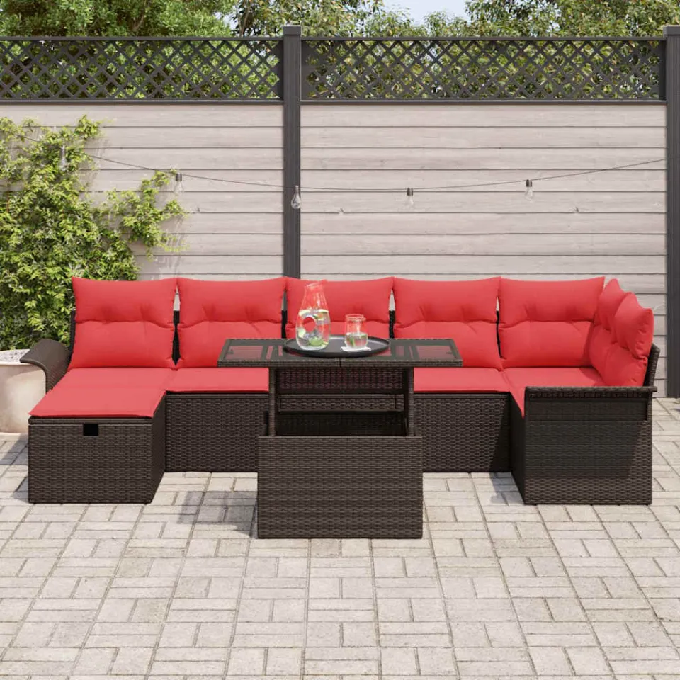 vidaXL Tuin Sofa Set 8 st Bruin poly rattan, foto 3